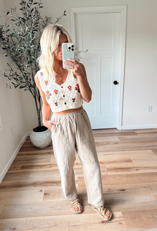 Floral Crochet Knit Tank