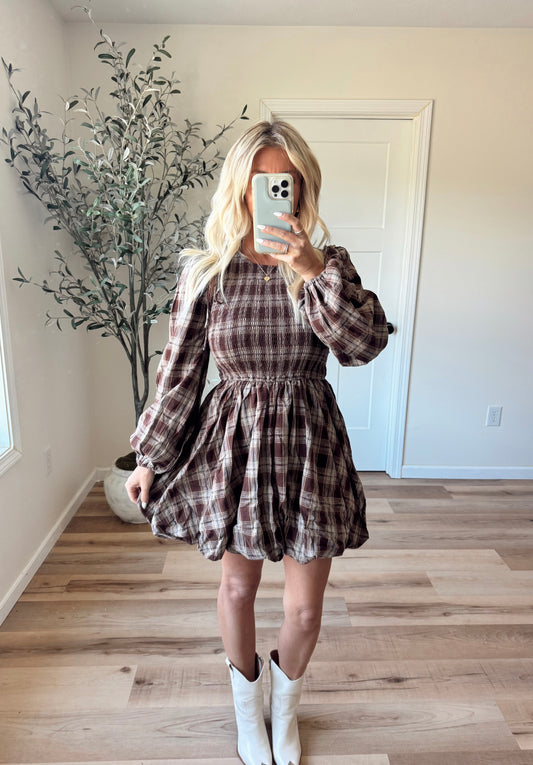 Rustic Oak Bubble Flannel Dress
