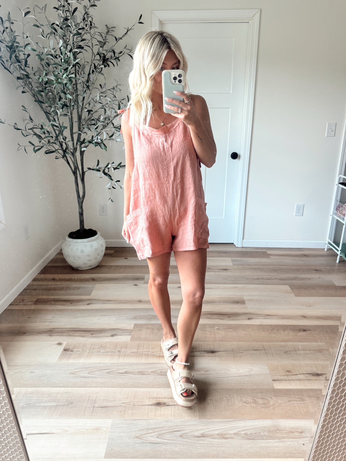 Blush Linen Romper