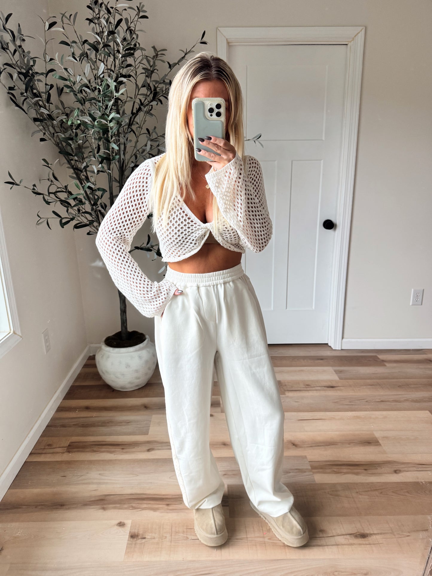 Creamy Crotchet Long sleeve Crop