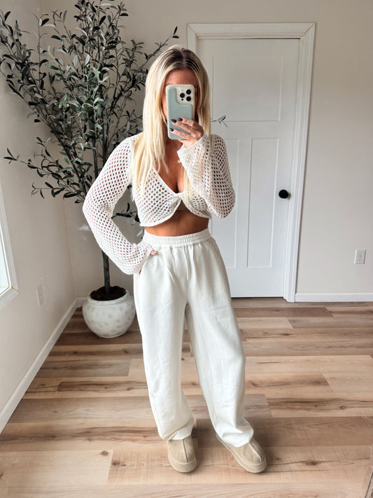 Creamy Crotchet Long sleeve Crop