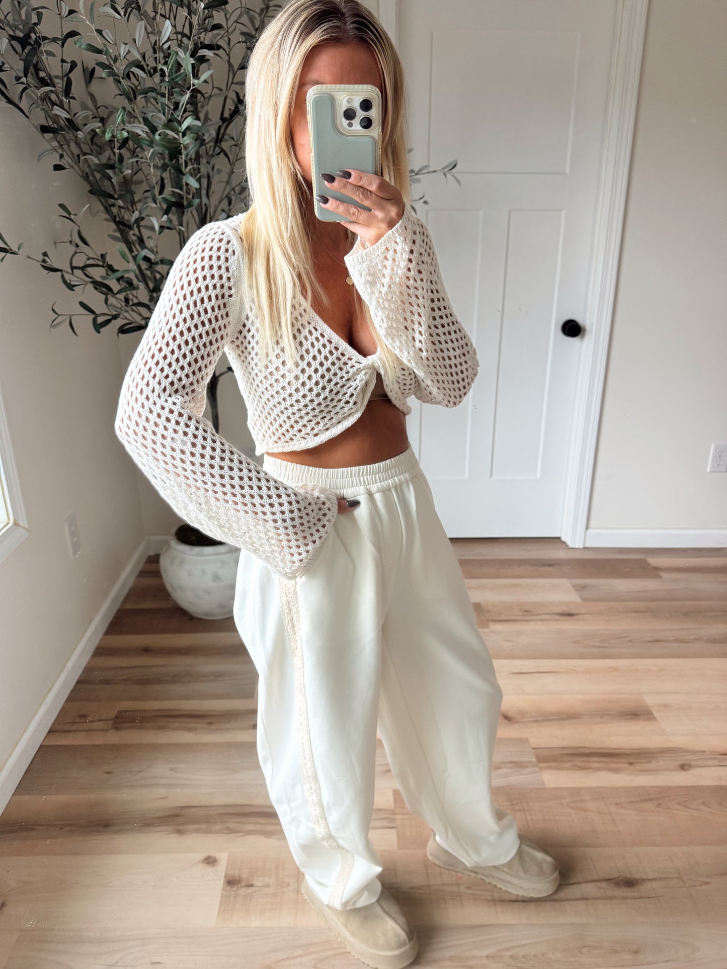 Crochet Detail Barrel Pants